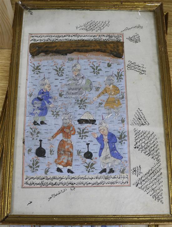 Persian School, four miniatures, 28 x 18cm